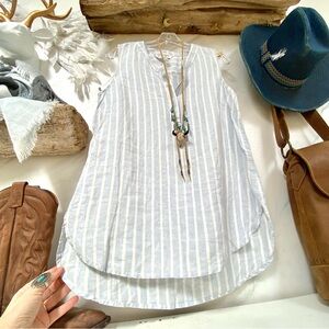 Anthropologie LINEN Ellen Tracey boho blouse w costal resort vacay beach vibe